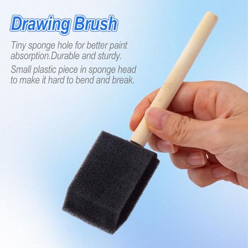 SmallCat 8 PCS Foam Paint Brushes, 1.5 Inch Foam Sponge Brushes for Varnishes, Reusable Sponge Brushes with Wood Handles for Painting, Staining, and DIY Crafts - Black - size: 8 PCS, 1.5 Inch