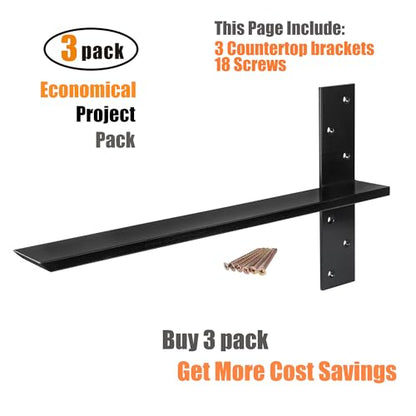 (3-Pack) Free Hanging T Shelf Bracket, Solid Heavy Duty Floating Bracket - size: 18 Inch