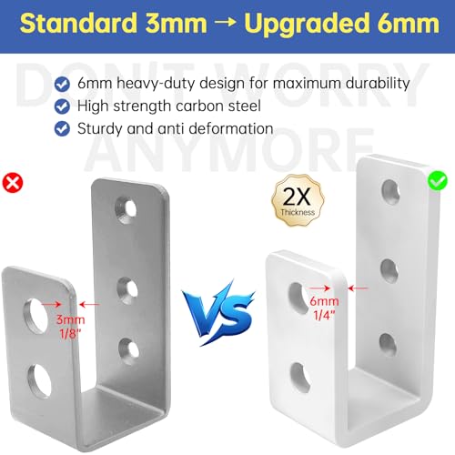Heavy-Duty 2x4 Door Barricade Brackets 1/4" U-Shaped Hook Brackets - color: 2 pack-6MM (PRO)
