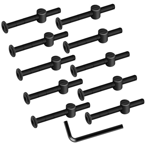 M6 x 50mm Black Flat Head Socket Head Screw Furniture Bolts and Barrel Nuts, with Allen Wrench Perfect for Furniture, 10 Sets - color: Black, size: M6 x 50mm