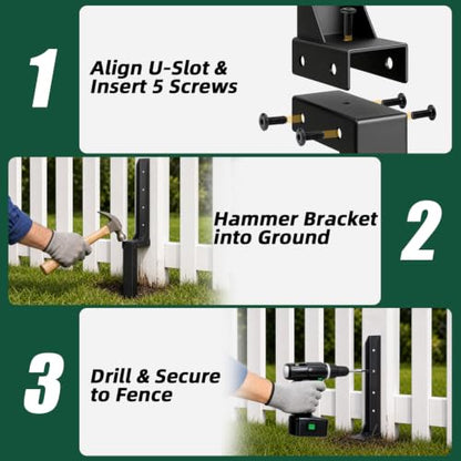 Fence Post Repair Kit, Heavy Duty Steel Fence Post Stabilizer Brace, 3 Pack - size: 3 Pack