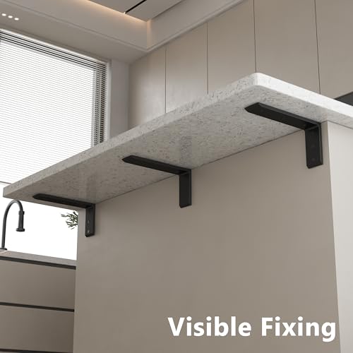 NEODROP 3-Pack 10 Inch Countertop Support Brackets, Heavy Duty L Brackets for Quartz/Wood/Laminate/Granite Countertops | 3/8" Thick Metal Steel | Frosted Black Powder Coated - size: 10 Inch, style: 3 Pack