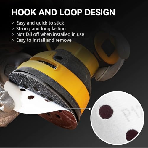 300PCS 5" Hook & Loop Sanding Discs, 8 Hole, P40-P400 Assorted