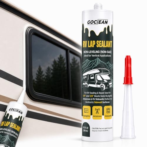 Non-Leveling RV Roof Sealant, Lap Sealant for RV Roofs, Windows, Skylight, Non-Sag RV Roof Sealant, Waterproof White RV Sealant, RV Caulking Sealant for Vertical Surface Leak Repair - color: White