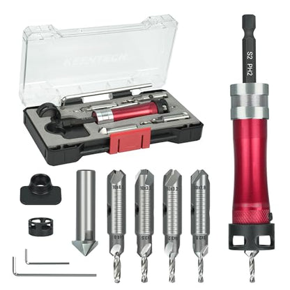 KEENTECH 10-in-1 Countersink Drill Bit Set with A Screwdriver Bit - style: Countersink Bits with Ph Bit