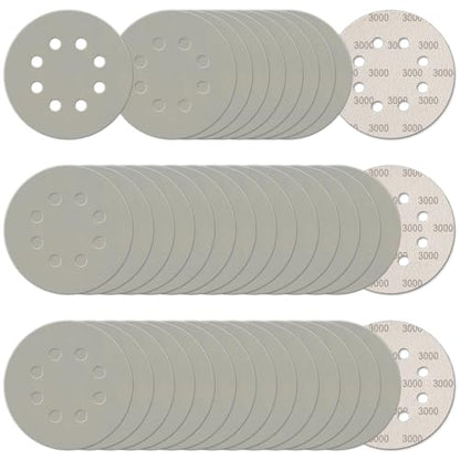 100Pcs 5 Inch Sanding Discs Hook & Loop 8-Hole Wet Dry Sandpaper 3000 Grit - style: 100Pcs 3000 Grit
