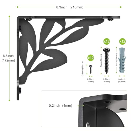 SELEWARE 4 Pack 8" Heavy Duty Shelf Brackets, Branch Decorative L Brackets - size: 8 Inch, style: Branch-4 pack