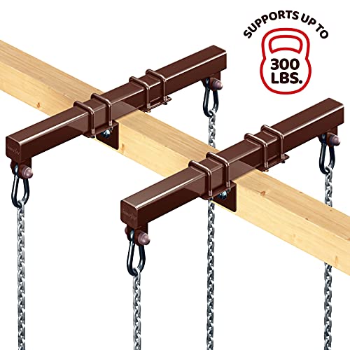 Swurfer Swingset Conversion Bracket - No Tree, No Problem, Convert Your Swingset into a Swurfset, Heavy Duty Horse Glider Bracket for Swing Set Attachment (Brown) - color: Brown