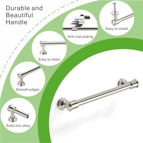 TUNNY 10 Pack Cabinet Handles-3"/76mm Screw Spacing Brushed Nickel Cabinet Pulls Drawer Pulls Cabinet Hardware Kitchen Cabinet Handles for Bathroom Dresser Pulls TU10187 - color: Brushed Nickel, size: 3"(76mm)Hole Center-10Pcs