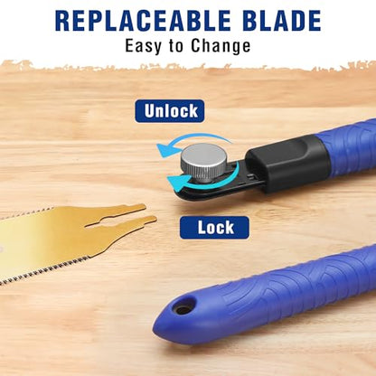 WORKPRO 8'' Japanese Pull Saw, Double-Edged Hand Saw with 7-9&18 TPI - size: 8'' - Wide Head