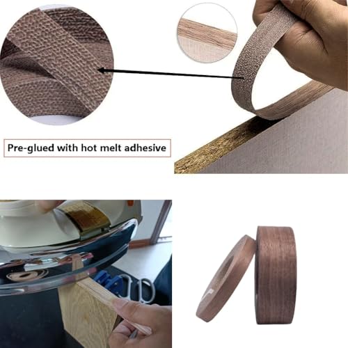 Black Walnut Edge Banding Wood Veneer Sheet,3/4 inch x50ft, Preglued Iron-On with Hot Melt Self Adhesive Edgebanding Strip, Flexible Wood Tape for Cabinet Plywood Furniture - size: 3/4" x50'