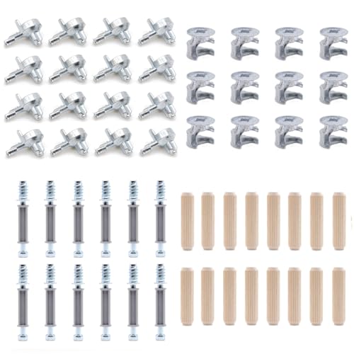 ReplacementScrews Billy Bookshelf Hardware Kit Compatible with IKEA (131372, 119081, 101351, 118331) - All Cams, Dowels & Pins/Pegs Needed for Assembly