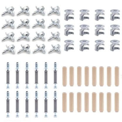 ReplacementScrews Billy Bookshelf Hardware Kit Compatible with IKEA (131372, 119081, 101351, 118331) - All Cams, Dowels & Pins/Pegs Needed for Assembly