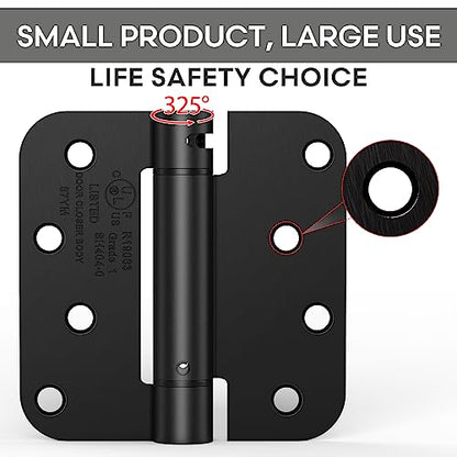 2 Pack 4 Inch Self Closing Door Hinges, Gloss Black - color: 4" - Gloss Black