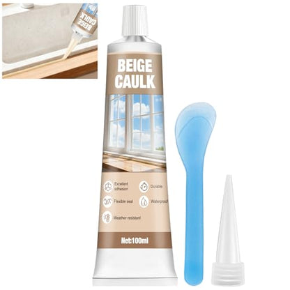 Beige Silicone Caulk, Waterproof Durable 100ml