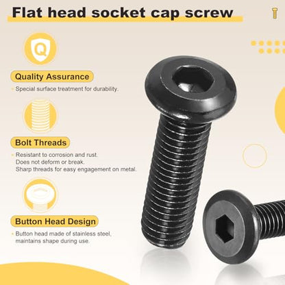METALLIXITY Flat Head Hex Socket Cap Screws M6-1x35 10Pcs - color: Black, size: M6-1x35mm