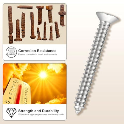 METALLIXITY 101Pcs #8x1 Countersunk Phillips Wood Screws Kit SS304 - color: Silver, size: #8x1"