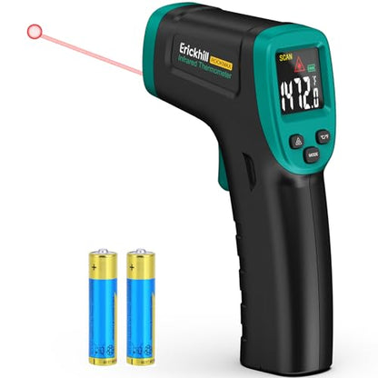 ERICKHILL ROOKMAX Infrared Thermometer Gun, Non-Contact Laser, Adjustable Emissivity, Color LCD, -58°F to 1472°F (-50°C to 800°C), for HVAC, Cooking & BBQ, Automotive, Freezer - Dark Green - color: Color LCD
