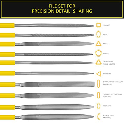 Needle File Set, 10 Pieces Hand Metal Files - color: Yellow-10pcs