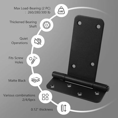 6 Pack 6" Door Hinges,280 Lbs Capacity Heavy Duty Gate Hinges - size: 6"- 6 pcs-Matte black