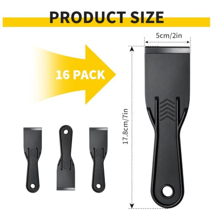 Jiozermi 16 Pack 2 Inch Black Plastic Putty Knife