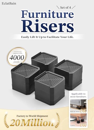 EclatBain Adjustable Bed Risers 3&4.3 Inch, 4000 lbs, 8 Pack Brown - color: Square-8 Pack-brown, size: 2 Layer(3inch)