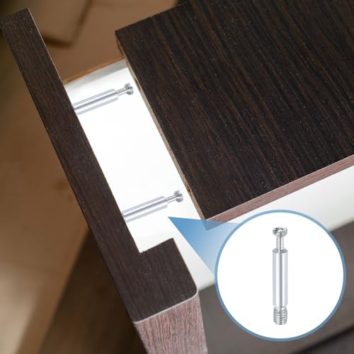 uxcell 10Pcs 40mm Furniture Connecting Fittings, Thread Bolts Dowels Screws, Metal Dowel Fitting Fasteners for Cabinet Drawer and Wardrobe Furniture, Silver - size: 40mm