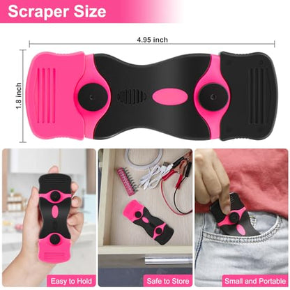 THINKWORK 2Pack Razor Blade Scraper with 20Pcs Blades - color: Pink-2pack+20pcs