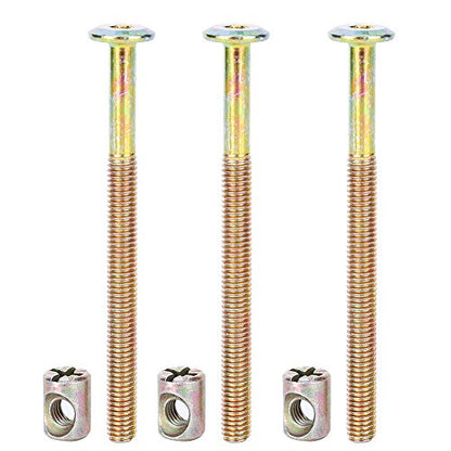 Furniture Bolts and Barrel Nuts, 10 Pcs Bed Frame Bolts Crib Replacement Hardware Kit M6 Bed Bunk Furniture Hex Dowel Bolts with Barrel Nuts Carbon Steel Cross Dowel Nut (150mm) - size: 150mm
