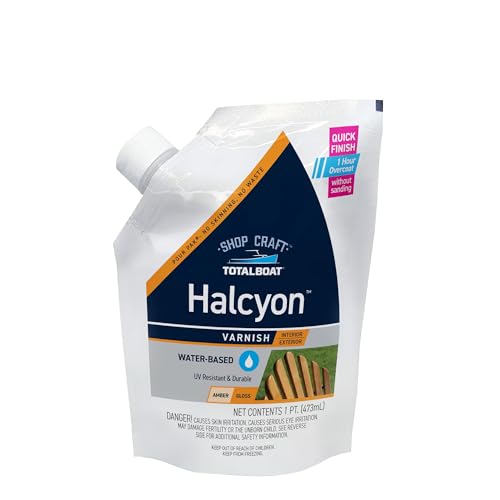 TotalBoat Halcyon Water-Based Marine Varnish for Wood - Amber Gloss Pint - color: Clear Amber, size: Pint