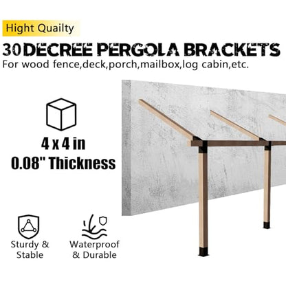 4x4 Pergola 2-Way Brackets,L-Shaped 30° Angled Design 4Pack - size: 4x4 30°