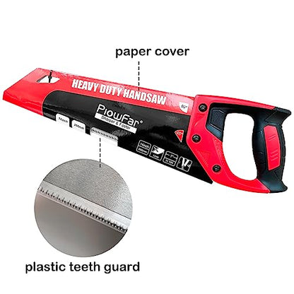 14 inch Hand Saw 11TPI Pro Fine Cut for Wood, Plastic Pipes, Drywall, Trees Trimming & Pruning, Sharp for Woodworking, Red