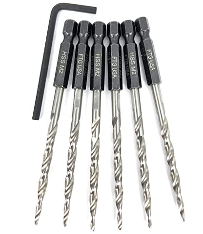 FTG USA 6 Pc #10(3/16") Replacement Tapered Countersink Drill Bit Hex Shank - size: #10, style: 6 Piece Same Size