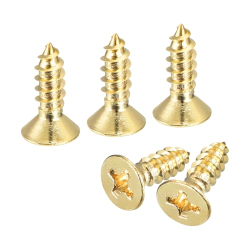 uxcell 20Pcs Brass Wood Screws, M3.5 x 12mm Phillips Flat Head Self Tapping Screw Woodworking Screw for Door Hinges, Wooden Furniture, Home Appliances - size: M3.5 x 12mm