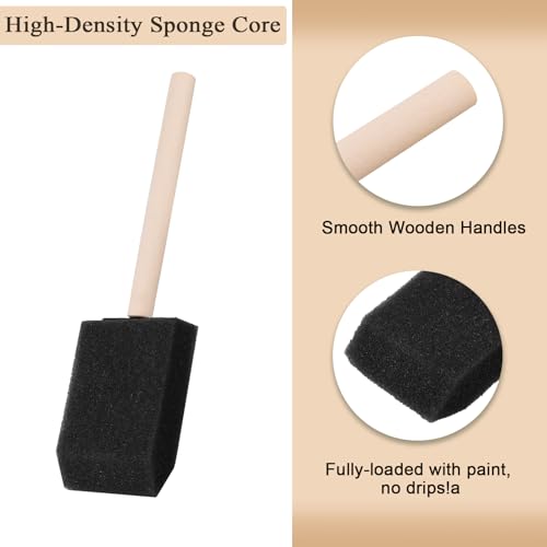 ZUFECY 30 Pack Sponge Brushes, 2 Inch Wood Handle for Painting Crafts