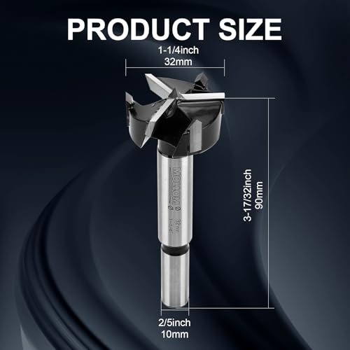 Mollom 32mm (1-1/4") Triple Flute Carbide Forstner Drill Bit - size: 32mm | 1-1/4"