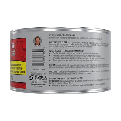 Flex Paste Rubberized Waterproof Sealant Paste, Clear, Half-Quart - size: Half-Quart