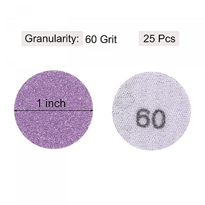 uxcell 25Pcs 1-Inch Purple Sanding Discs 60 Grits Hook and Loop Professional Aluminum Oxide Sand Paper Mini Size for Wood Metal Paint Finishing - style: 60 Grit