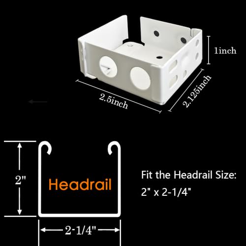 2PCS Mini Blind Brackets, Metal Window Blind Brackets, 2 inch White Window Blinds Headrail Holder Bracket for High Profile Blinds - size: 2-1/2x2-1/4inch