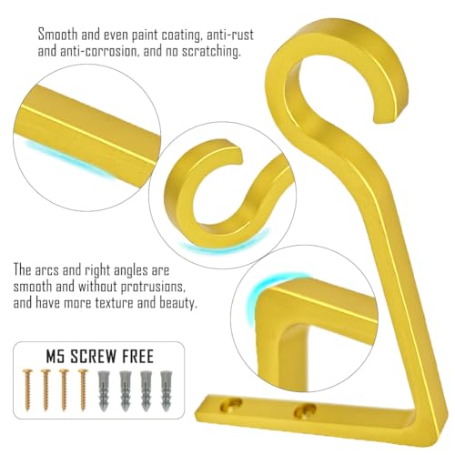 QIEGL 6inch Al-Alloy Hanging Plant Bracket Gold-Anodized 2 Pack - color: Gold Anodized, size: 6in Aluminum Alloy