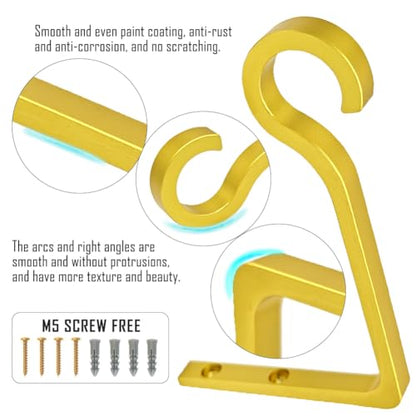QIEGL 6inch Al-Alloy Hanging Plant Bracket Gold-Anodized 2 Pack - color: Gold Anodized, size: 6in Aluminum Alloy