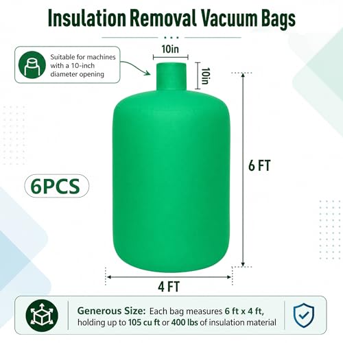 6 Pcs Removal Vacuum Bag, Compatible with Insulation Hoses, Green - color: 6 Green