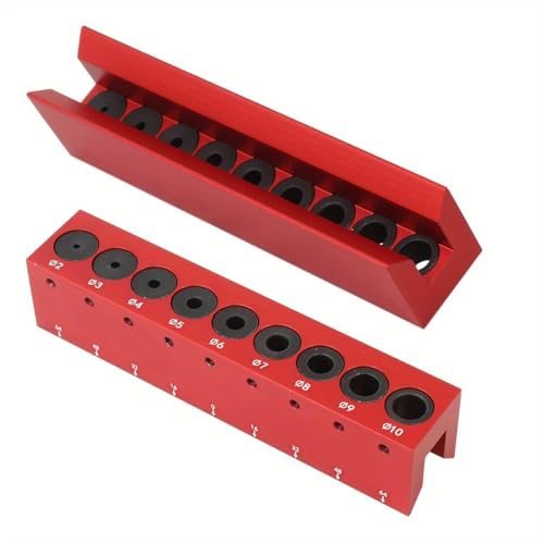 Drill Guide, Doweling Jig and Drill Guide for Straight Hole, 2-10 mm Self-Centering Drill Block for Pocket, Edge and Face Joinery, Aluminum Power Tool Accessory Jig for DIY and Woodworkers