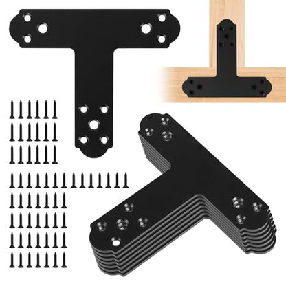 8Pcs T Post Brackets T Tie Mending Plate Thickness 4mm Post to Beam Bracket for Repairing Fixing Connecting Wood, Furniture, Truss Framing