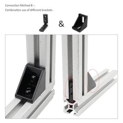 20Pcs Black 10 Series Aluminum Extrusion Profiles 1010 Series L-Shape Interior Corner Connector Joint Bracket with Screws for 10/10 1" x 1" 1 Inch x 1 Inch Extruded Aluminum Profiles - style: 20 set internal bracket with m5