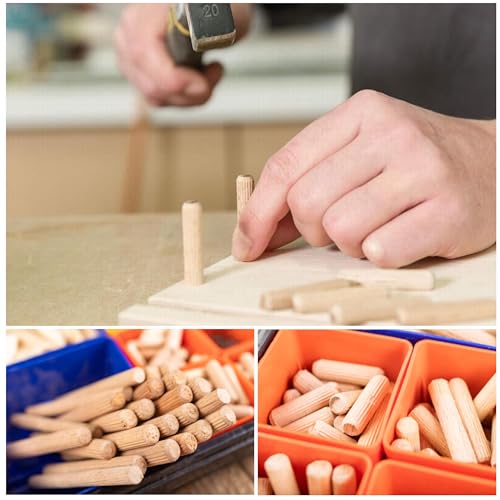 Wooden Dowel Pins 300PCS Lifevant Fluted Wood Dowels Rods for Crafts, Furniture, DIY Manual