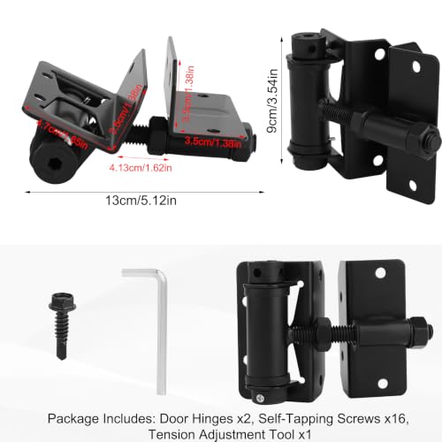 NQEUEPN 2pcs Heavy Duty Self Closing Gate Hinges with Adjustable Tension