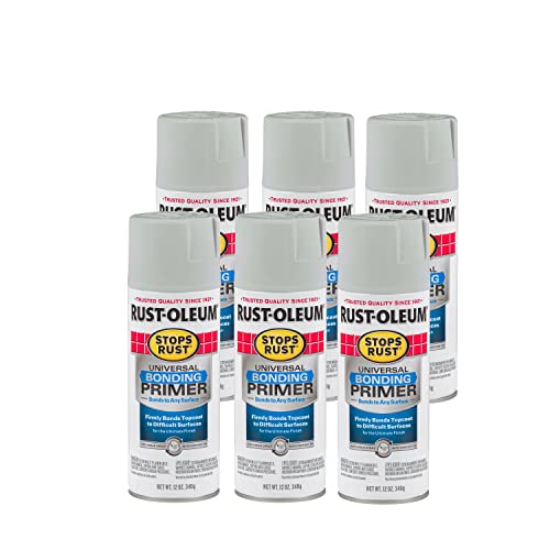 Rust-Oleum Stops Rust Universal Bonding Primer Spray, Flat Gray - color: Flat Gray, size: 12 Ounce (Pack of 6)