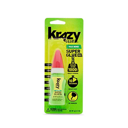 Krazy Glue Max Bond Gel EZ Squeeze, Extra-Strong No Run Superglue (4g)