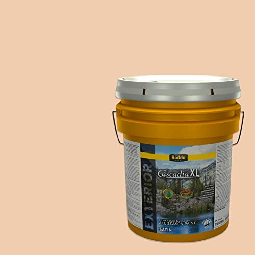 Rodda Paint CASCADIA XL Exterior Satin Paint & Primer in One, 5-Gallon, Pastel Peach - color: Pastel Peach, size: 640 Fl Oz (Pack of 1)